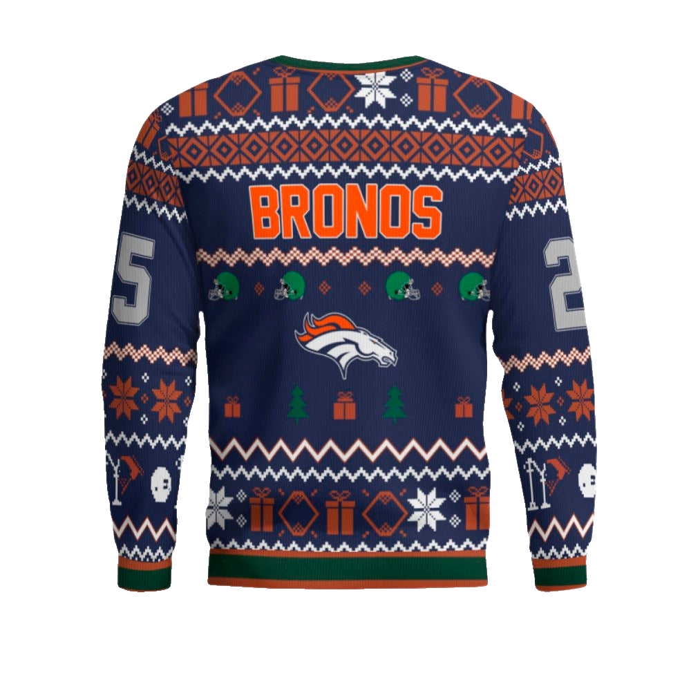 Orange & Blue Denver Broncos Ugly Christmas Sweater 2025 – Moonbestprint