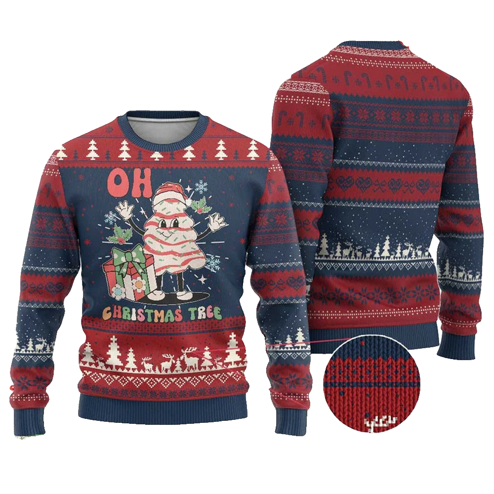 Oh Christmas Tree Groovy Ugly Christmas Sweater - Moonbestprint