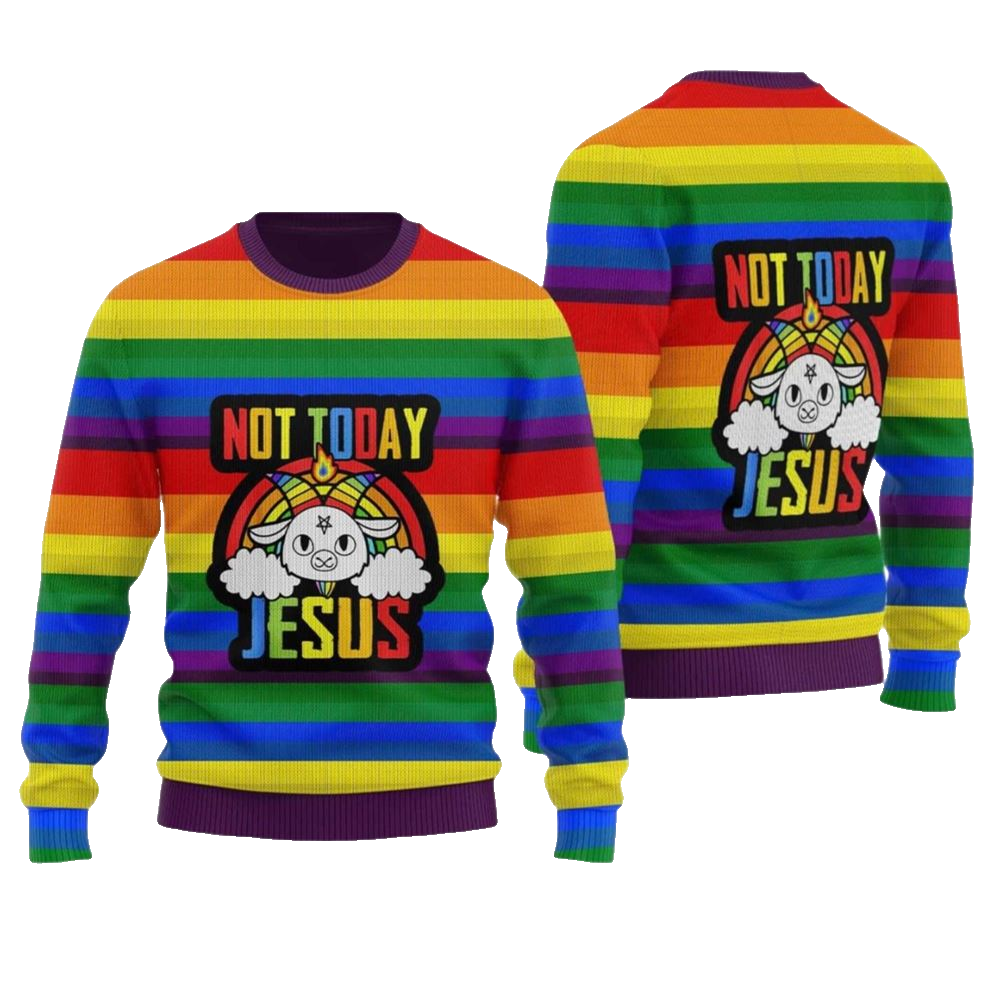 Not Today Jesus Ugly Christmas Sweater - Moonbestprint