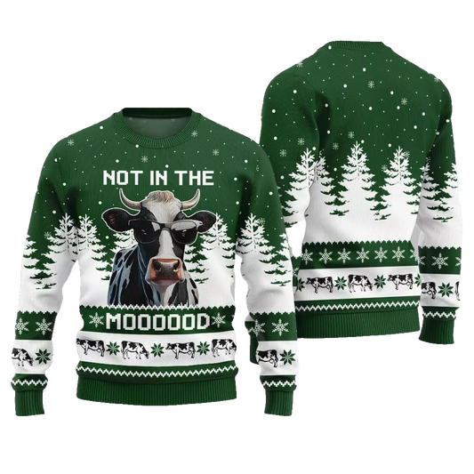 Not In The Mood Cow Ugly Sweater Christmas 2026 - Moonbestprint