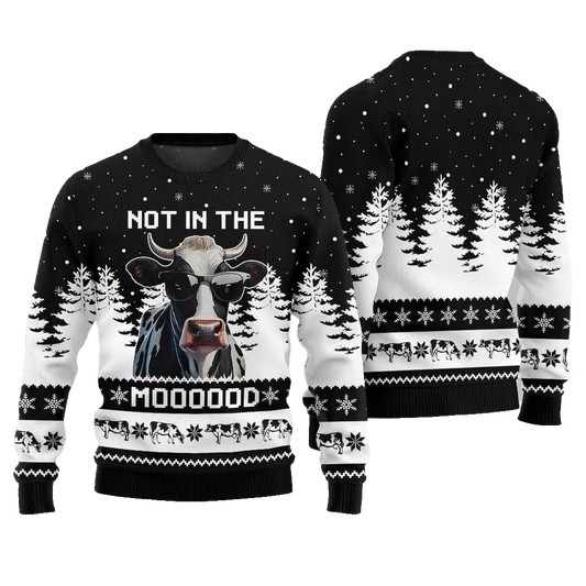 Not In The Mood Cow Ugly Sweater Christmas 2026 - Moonbestprint