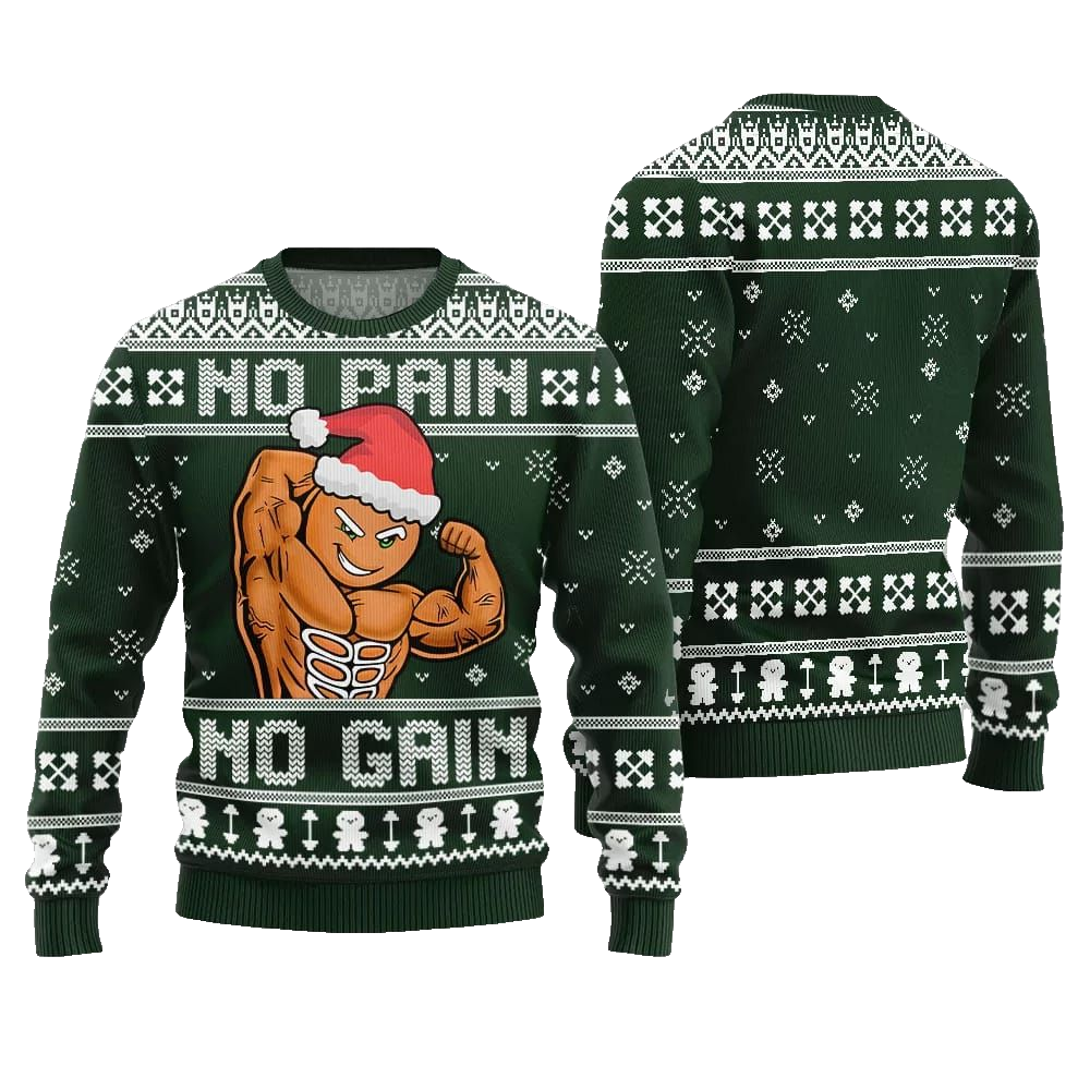 No Pain No Gain Ugly Sweater Christmas 2026 - Moonbestprint