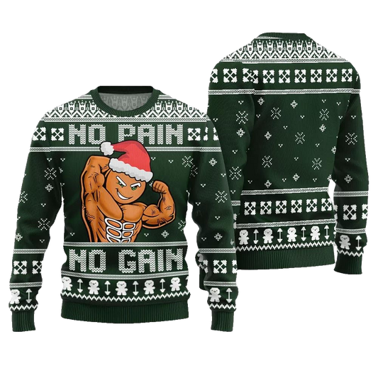 No Pain No Gain Ugly Sweater Christmas 2026 - Moonbestprint