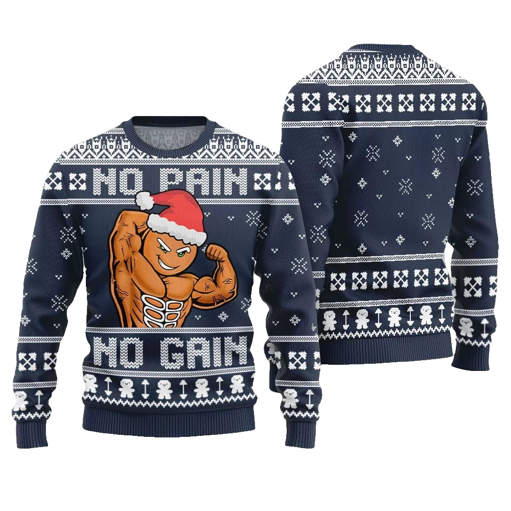 No Pain No Gain Ugly Sweater Christmas 2026 - Moonbestprint
