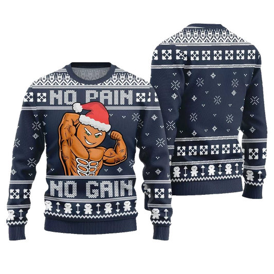 No Pain No Gain Ugly Sweater Christmas 2026 - Moonbestprint