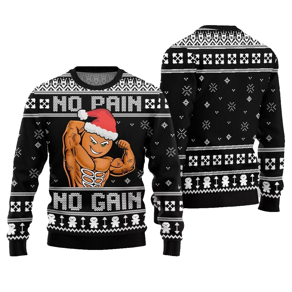 No Pain No Gain Ugly Sweater Christmas 2026 - Moonbestprint