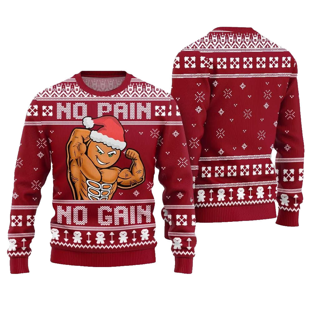 No Pain No Gain Ugly Sweater Christmas 2026 - Moonbestprint