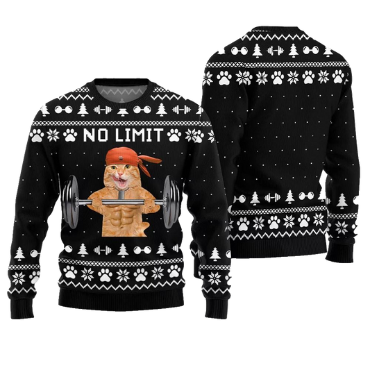 No Limit Buff Cat Ugly Christmas Sweater - Moonbestprint