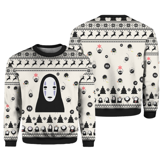 No Face White Christmas Gift Ugly Christmas Sweater – Moonbestprint