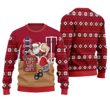 No Lift No Gift Gym Santa Ugly Christmas Sweater - Moonbestprint