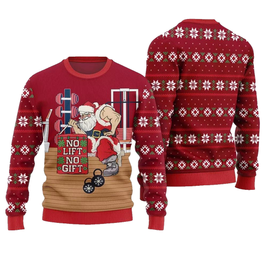 No Lift No Gift Gym Santa Ugly Christmas Sweater - Moonbestprint