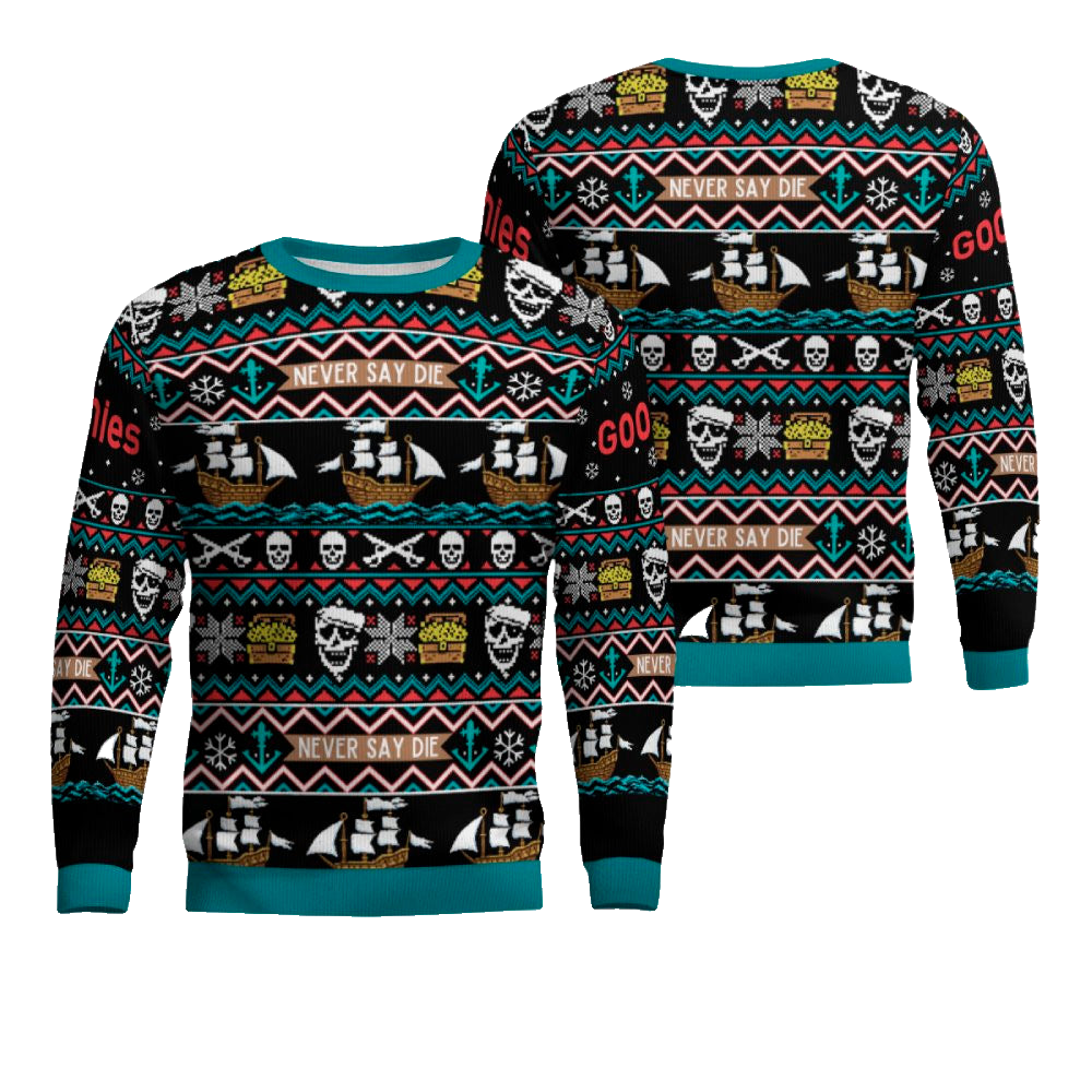 Never Say Die The Goonies Ugly Christmas Sweater 2025 – Moonbestprint