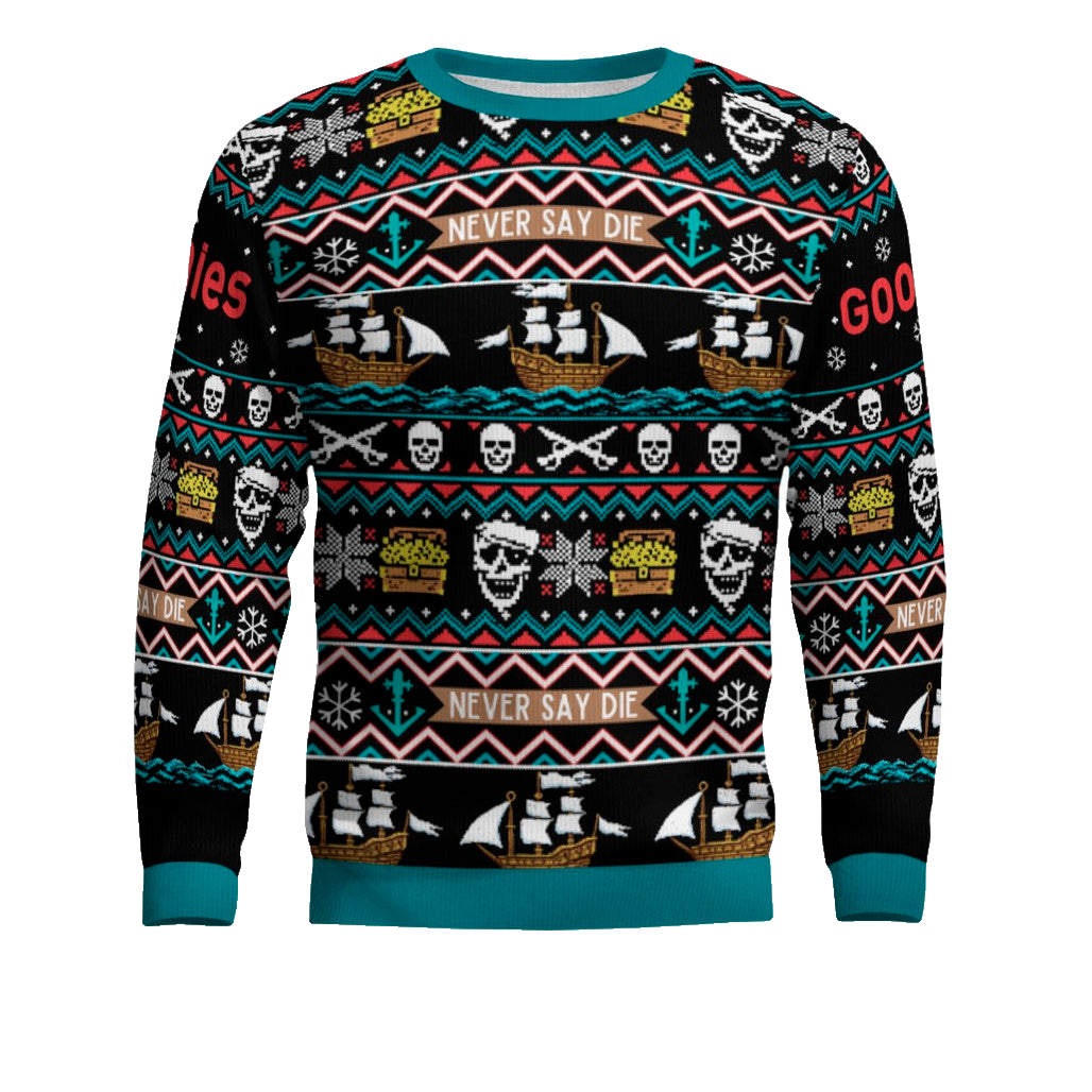 Never Say Die The Goonies Ugly Christmas Sweater 2025 – Moonbestprint
