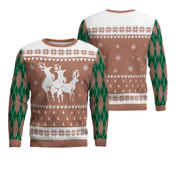 Naughty Reindeer Threesome Ugly Christmas Sweater Mocha Mousse – Moonbestprint