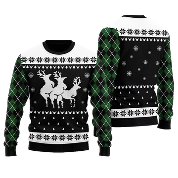 Naughty Reindeer Threesome Ugly Christmas Sweater Black – Moonbestprint