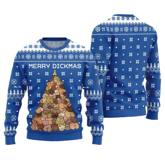 Naughty Funny Merry Dickmas Ugly Sweater Christmas 2026 - Moonbestprint