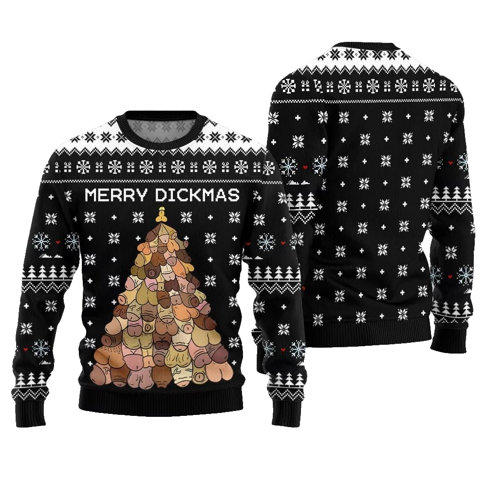 Naughty Funny Merry Dickmas Ugly Sweater Christmas 2026 - Moonbestprint