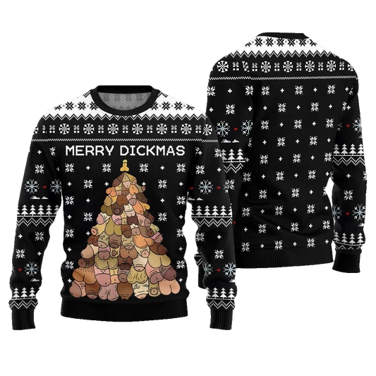 Naughty Funny Merry Dickmas Ugly Sweater Christmas 2026 - Moonbestprint