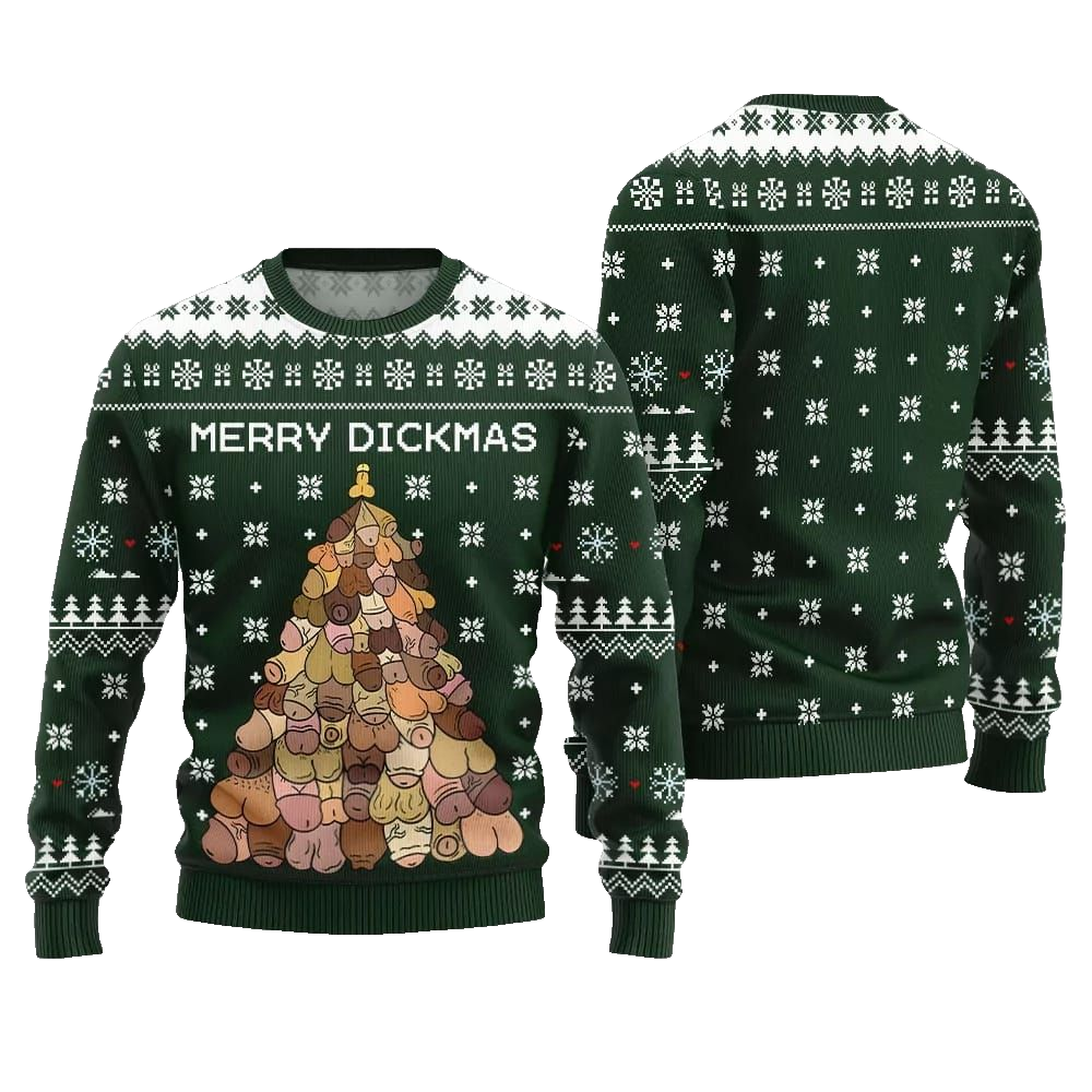 Naughty Funny Merry Dickmas Ugly Sweater Christmas 2026 - Moonbestprint