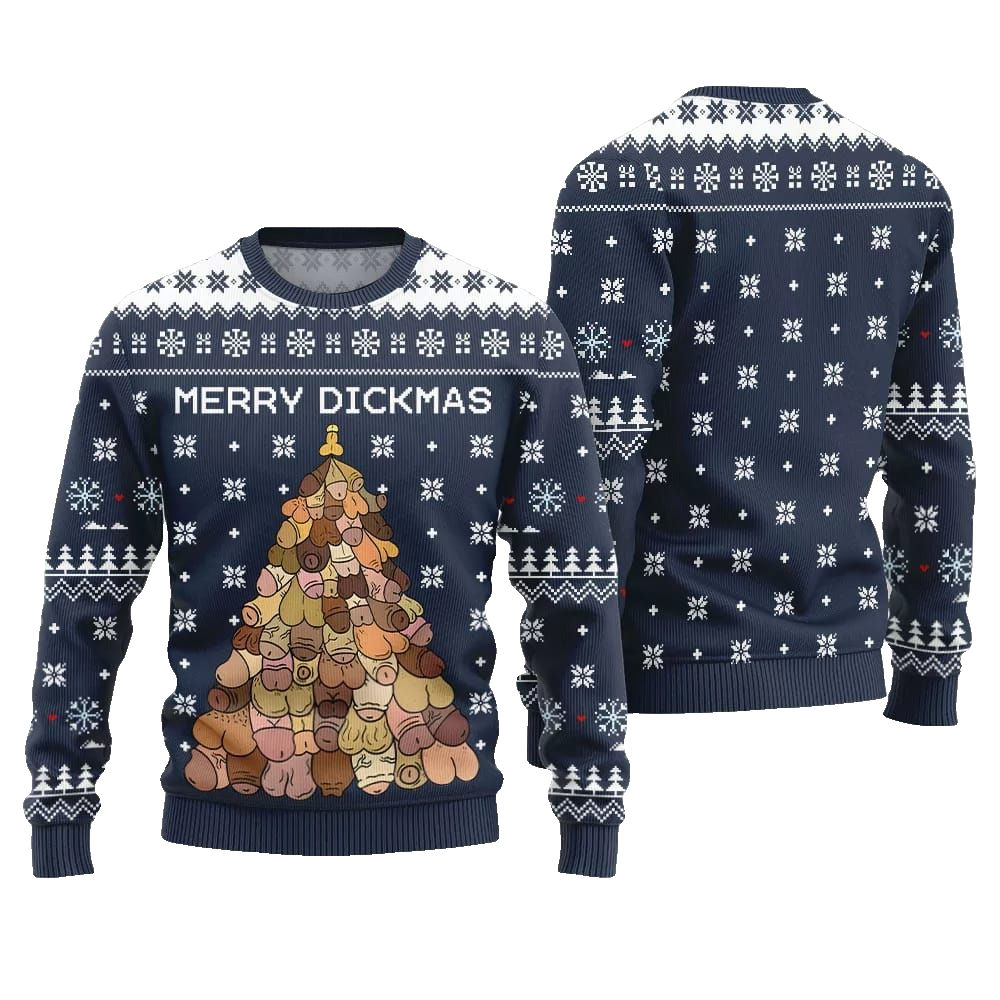 Naughty Funny Merry Dickmas Ugly Sweater Christmas 2026 - Moonbestprint