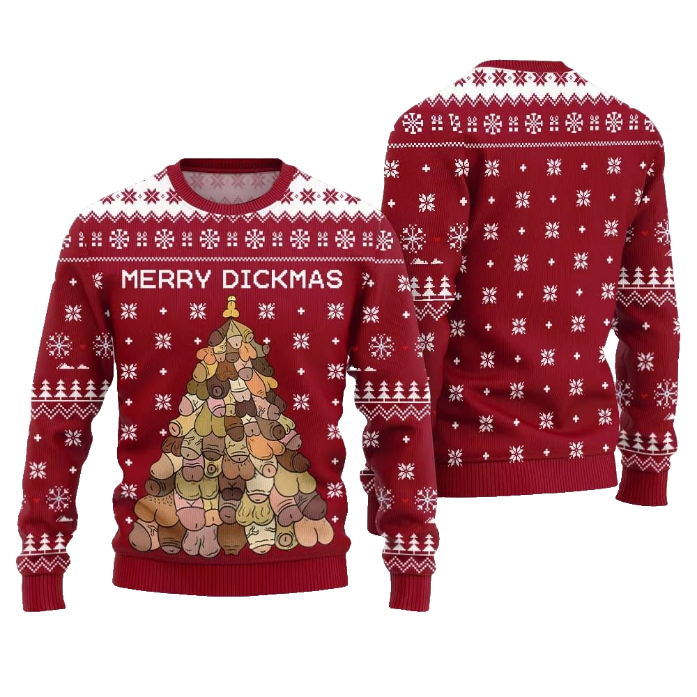 Naughty Funny Merry Dickmas Ugly Sweater Christmas 2026 - Moonbestprint