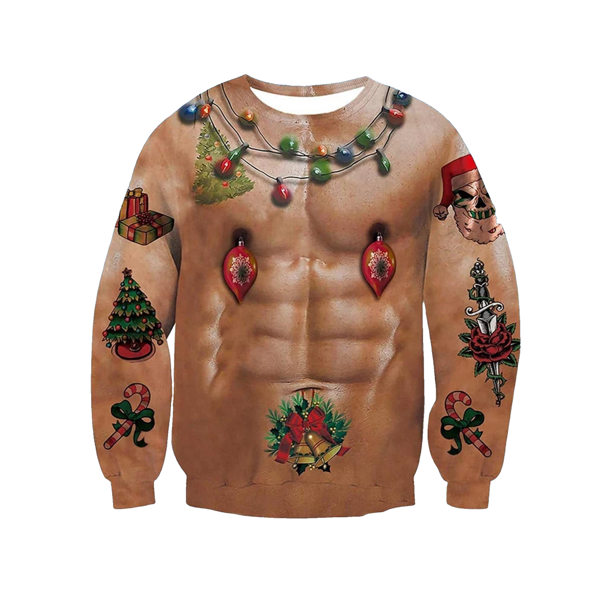 Naked Muscle Bulb Ugly Christmas Sweater - Moonbestprint