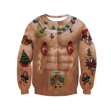 Naked Muscle Bulb Ugly Christmas Sweater - Moonbestprint