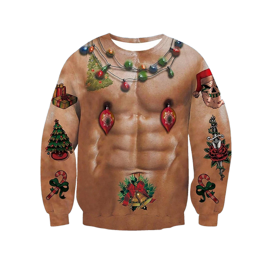 Naked Muscle Bulb Ugly Christmas Sweater - Moonbestprint