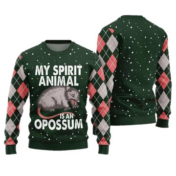 My Spirit Animal Is An Opossum Ugly Sweater Christmas 2026 - Moonbestprint