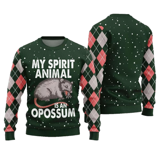 My Spirit Animal Is An Opossum Ugly Sweater Christmas 2026 - Moonbestprint