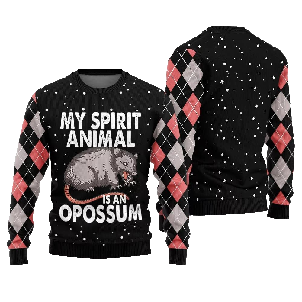 My Spirit Animal Is An Opossum Ugly Sweater Christmas 2026 - Moonbestprint