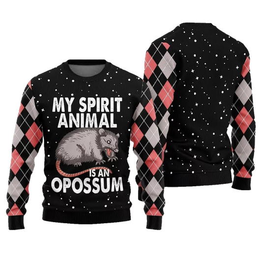 My Spirit Animal Is An Opossum Ugly Sweater Christmas 2026 - Moonbestprint