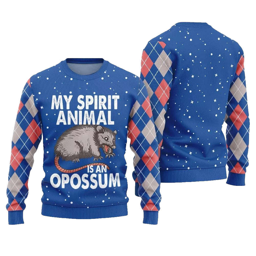 My Spirit Animal Is An Opossum Ugly Sweater Christmas 2026 - Moonbestprint