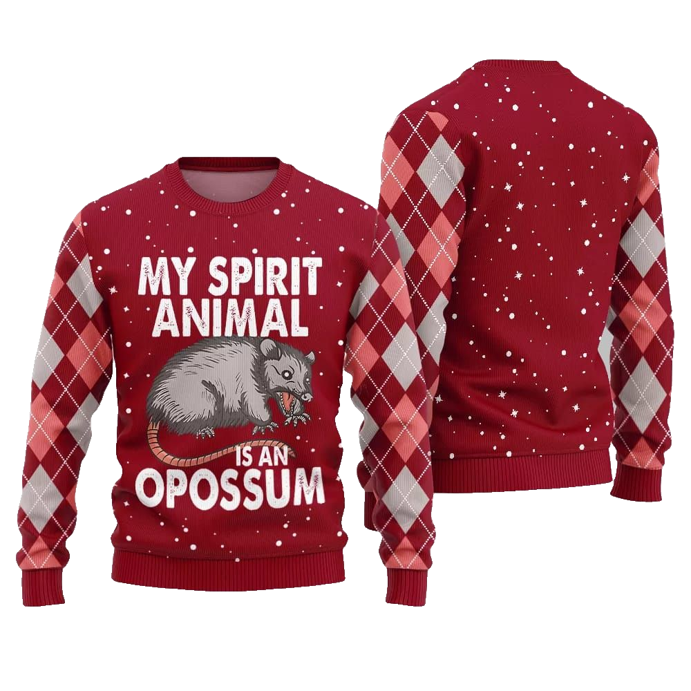 My Spirit Animal Is An Opossum Ugly Sweater Christmas 2026 - Moonbestprint