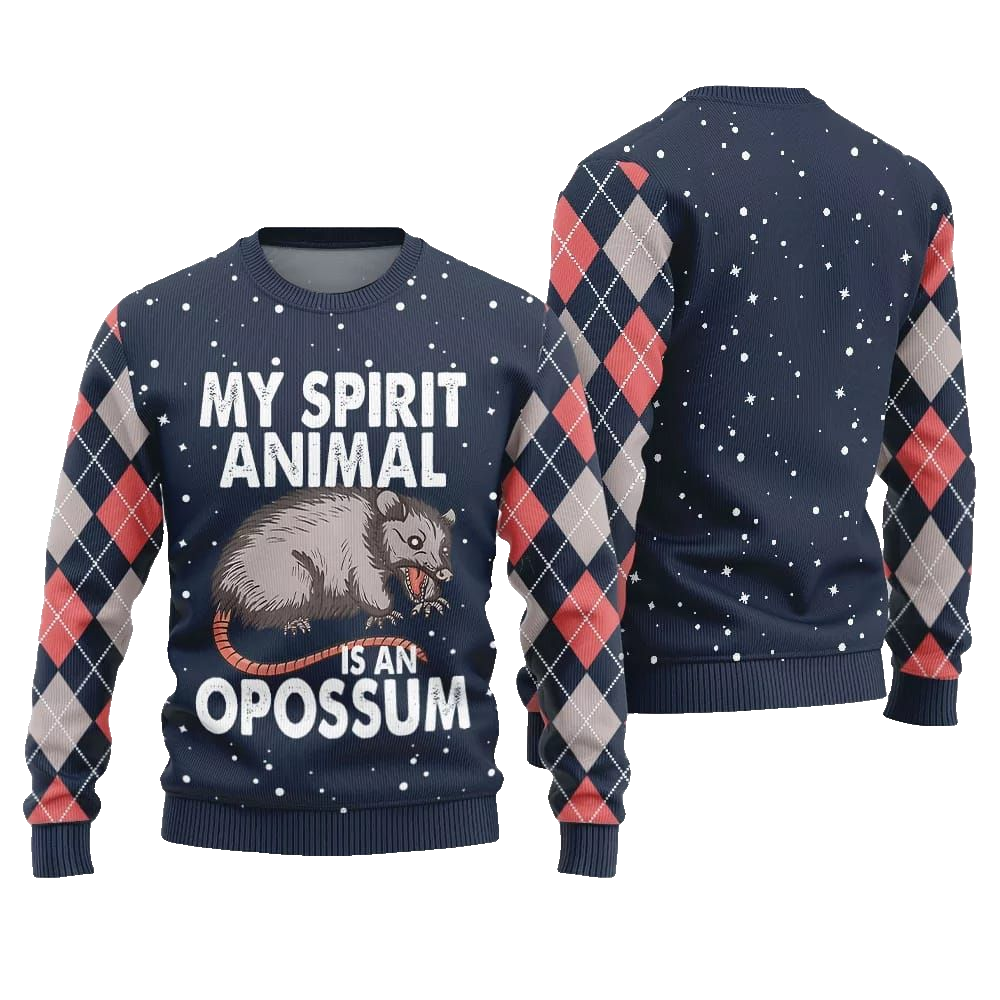 My Spirit Animal Is An Opossum Ugly Sweater Christmas 2026 - Moonbestprint