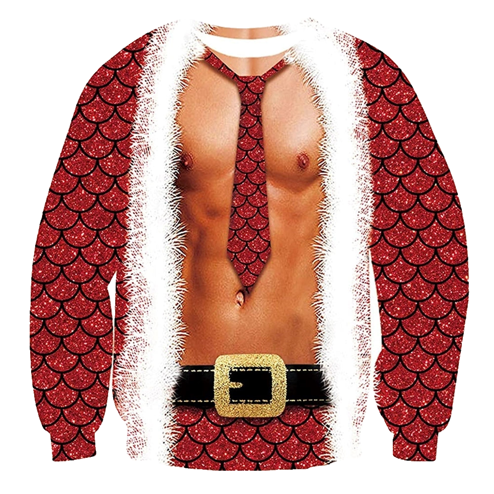 Muscle Mermaid Tie Print Ugly Christmas Sweatshirt - Moonbestprint