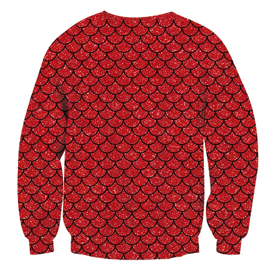 Muscle Mermaid Tie Print Ugly Christmas Sweatshirt - Moonbestprint