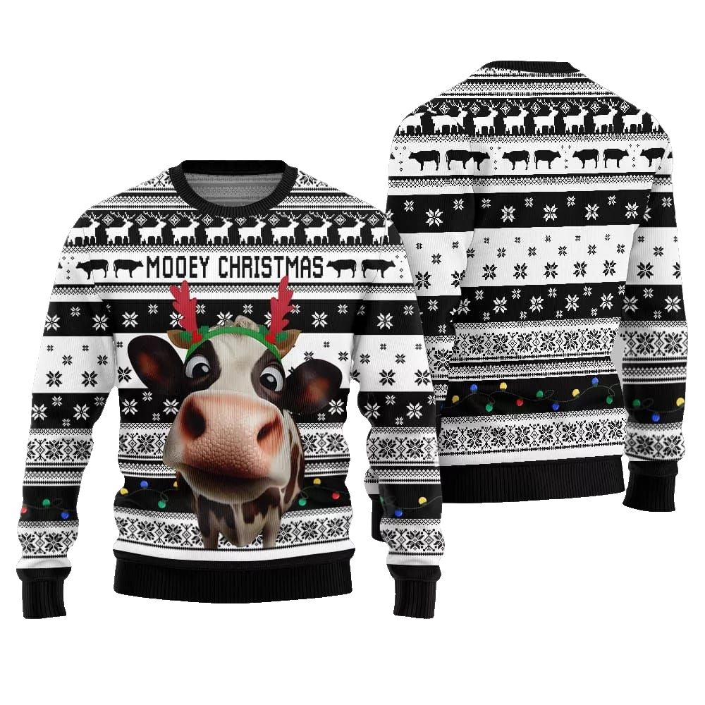 Mooey Christmas Cow Ugly Sweater Christmas 2026 - Moonbestprint