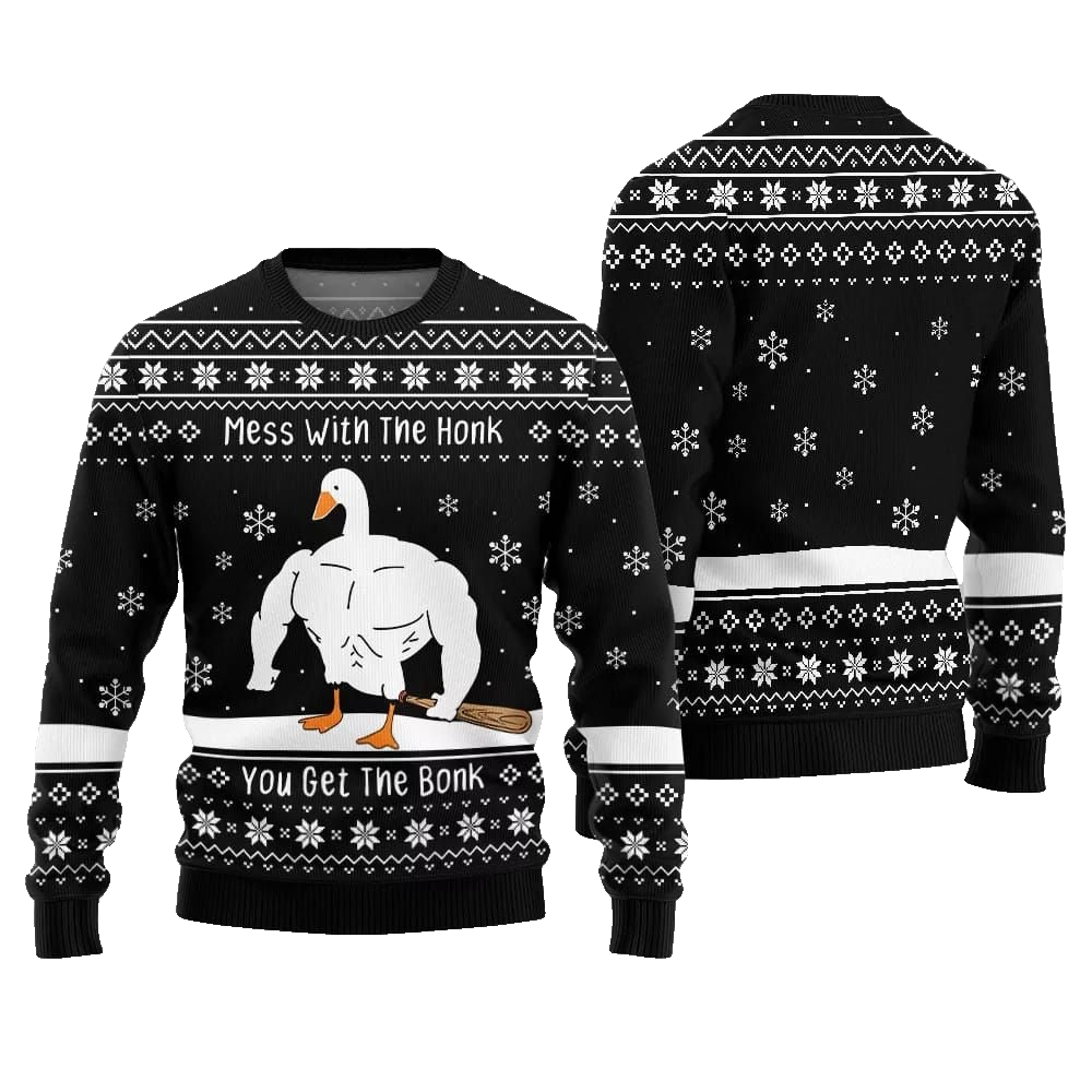 Mess With The Honk You Get The Bonk You Get The Bonk Ugly Sweater Christmas 2026 - Moonbestprint