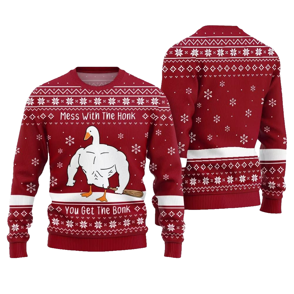 Mess With The Honk You Get The Bonk You Get The Bonk Ugly Sweater Christmas 2026 - Moonbestprint