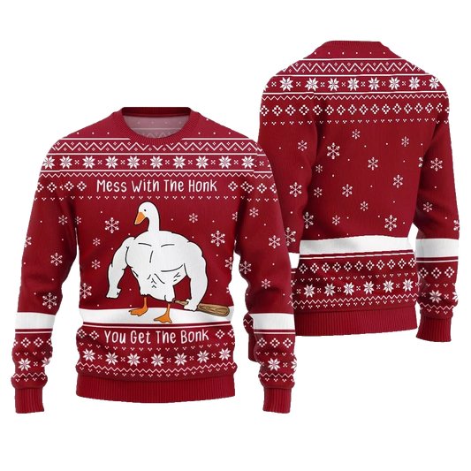 Mess With The Honk You Get The Bonk You Get The Bonk Ugly Sweater Christmas 2026 - Moonbestprint