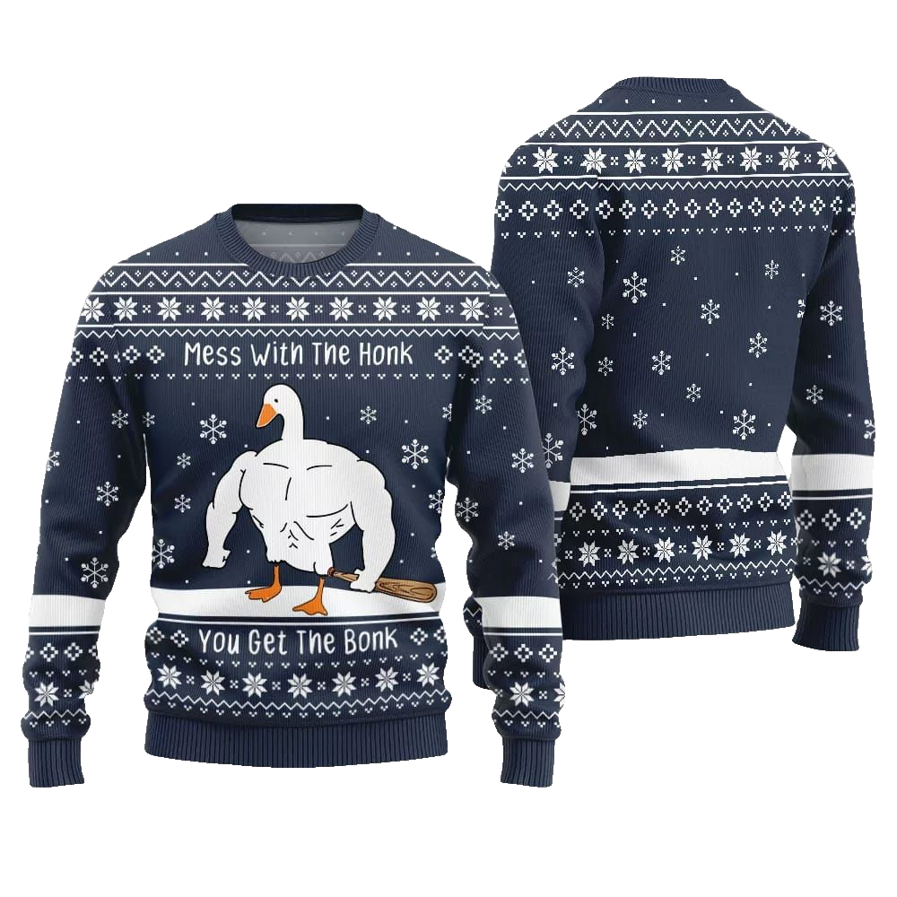 Mess With The Honk You Get The Bonk You Get The Bonk Ugly Sweater Christmas 2026 - Moonbestprint