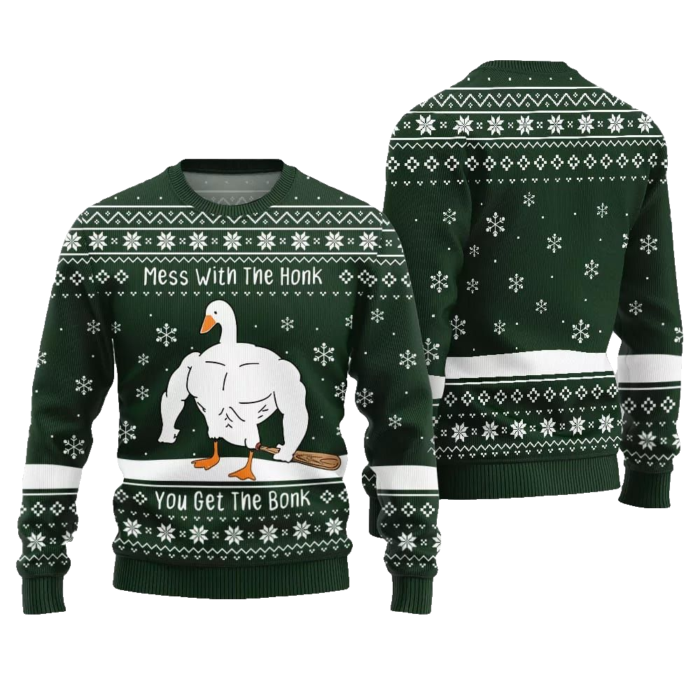 Mess With The Honk You Get The Bonk You Get The Bonk Ugly Sweater Christmas 2026 - Moonbestprint
