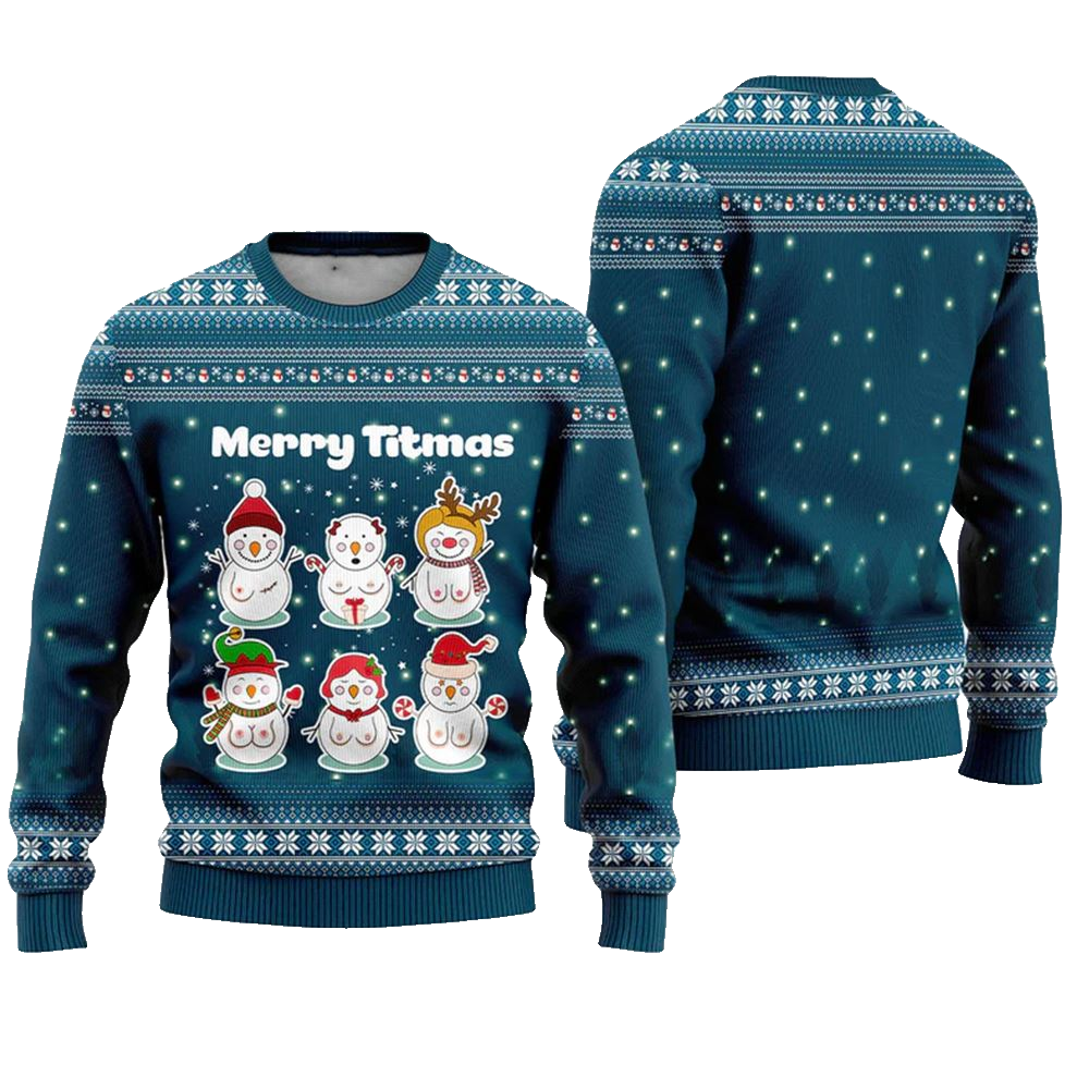 Merry Titmas Snowman Ugly Christmas Sweater - Moonbestprint