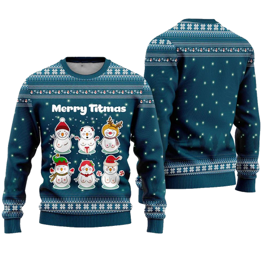 Merry Titmas Snowman Ugly Christmas Sweater - Moonbestprint
