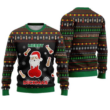 Merry Dickmas Santa Funny Ugly Christmas Sweater - Moonbestprint