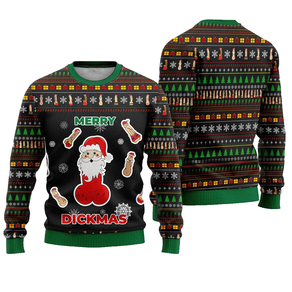 Merry Dickmas Santa Funny Ugly Christmas Sweater - Moonbestprint