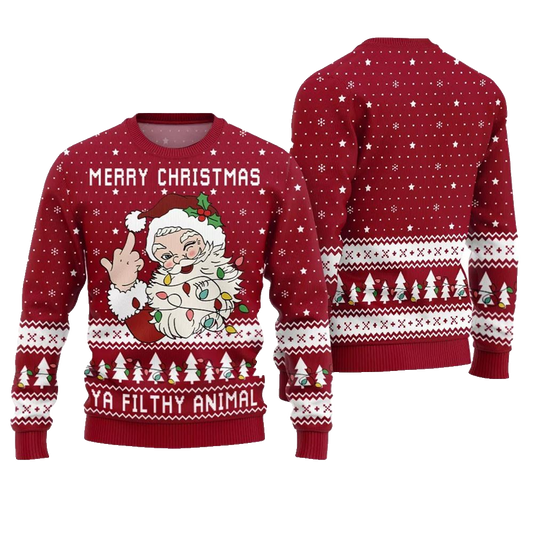 Merry Christmas Ya Filthy Animal Naughty Ugly Sweater - Moonbestprint