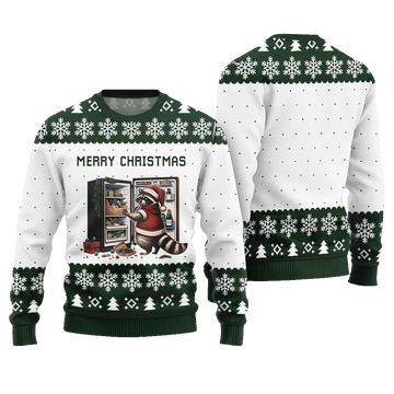 Merry Christmas Raccoon Ugly Sweater Christmas 2026 - Moonbestprint