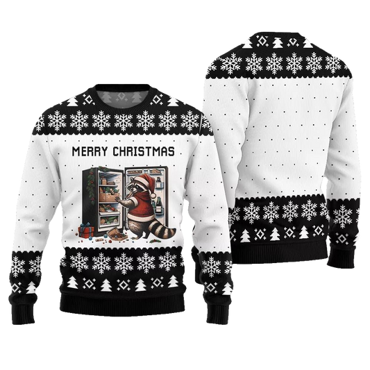 Merry Christmas Raccoon Ugly Sweater Christmas 2026 - Moonbestprint